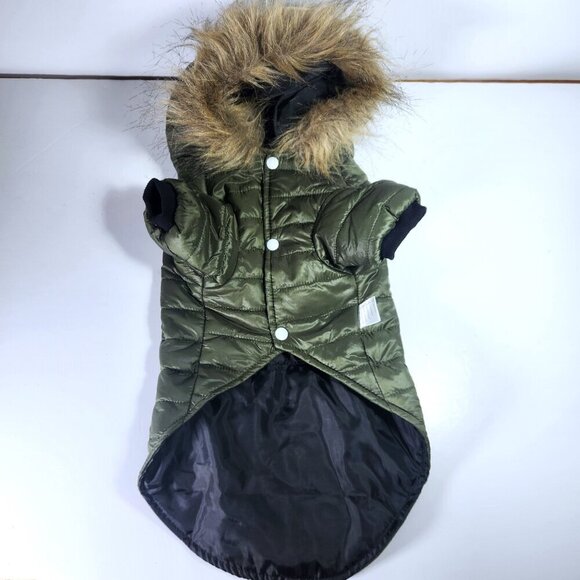 Dog Jacket Size XL Lined Winter Pet Coat Soft Fur Hooded Small Dog Puppy Jacket - Picture 1 of 12